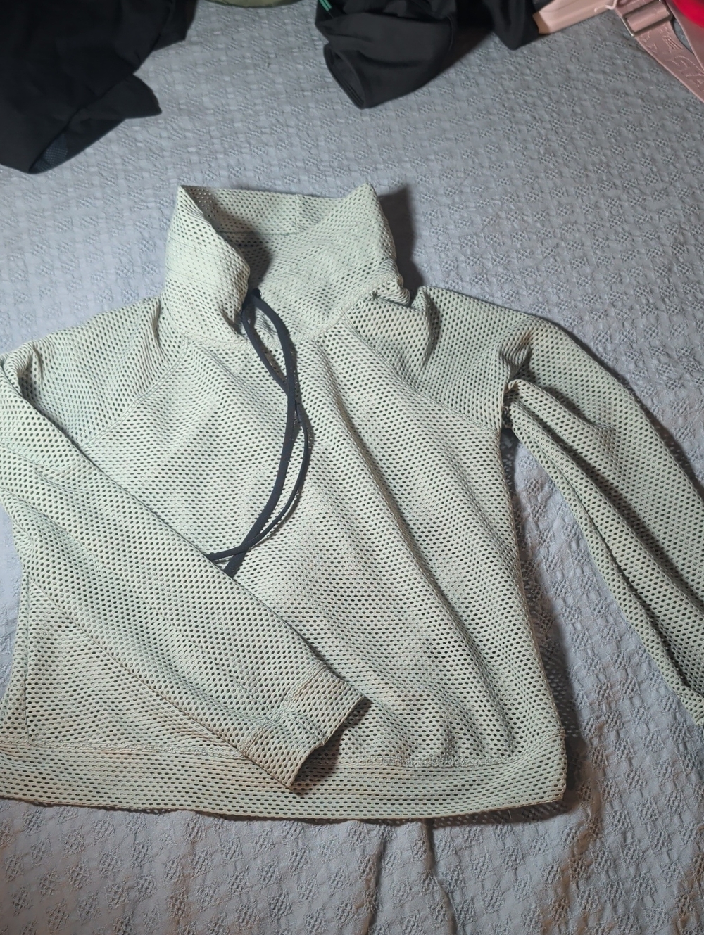 Koral Mesh Pullover in Light Sage with Black Trim